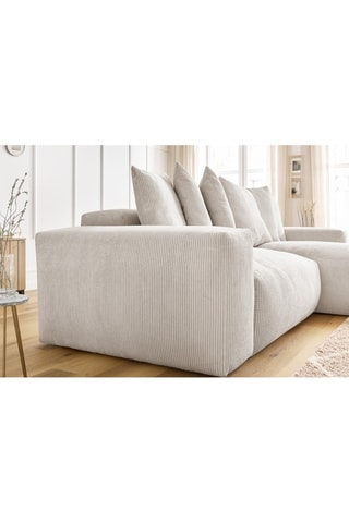 Canapé d'angle réversible Voltaire - Beige - 4 places - En polyester - Toucher velours côtelé