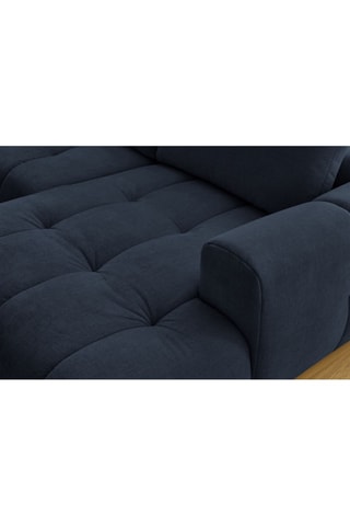 Canapé d'angle droit panoramique convertible Fugi - Bleu foncé - 5 places - Tissu toucher lisse - Couchage 324 x 135 cm