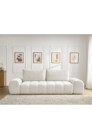 Canapé droit convertible Everest - Blanc - 3 places - En polyester - Couchage 153 x 197 cm