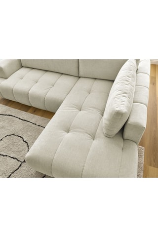Canapé d'angle droit convertible Fuji - Beige - 4 places - En tissu lisse