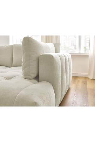 Canapé d'angle droit convertible Fuji - Beige - 4 places - En tissu lisse