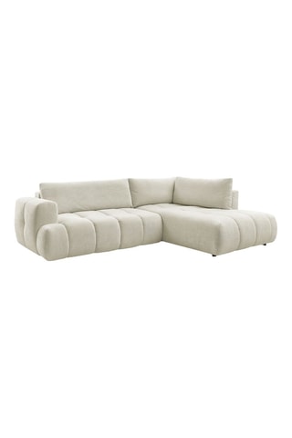 Canapé d'angle droit convertible Fuji - Beige - 4 places - En tissu lisse