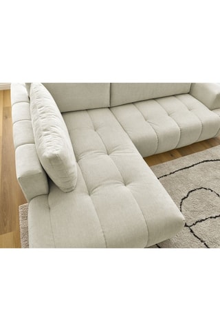 Canapé d'angle gauche convertible Fuji - Beige - 4 places - En tissu lisse