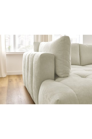 Canapé d'angle gauche convertible Fuji - Beige - 4 places - En tissu lisse