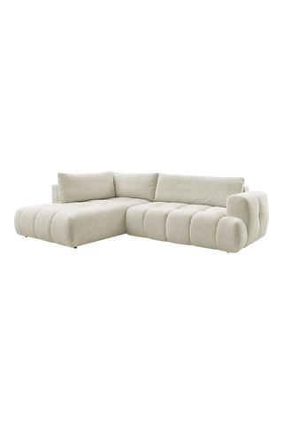 Canapé d'angle gauche convertible Fuji - Beige - 4 places - En tissu lisse