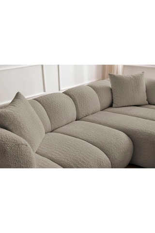 Canapé d’angle droit Pamira - Taupe - 4 places - En tissu bouclette
