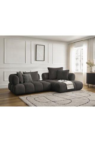 Canapé d’angle droit Alya - Marron - 4 places - En tissu bouclette