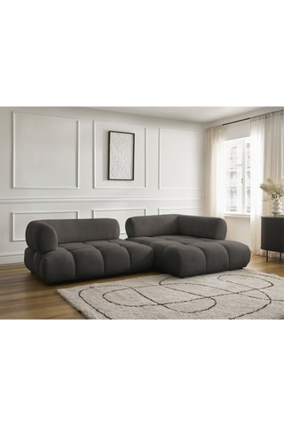 Canapé d’angle droit Alya - Marron - 4 places - En tissu bouclette