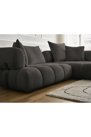 Canapé d’angle droit Alya - Marron - 4 places - En tissu bouclette