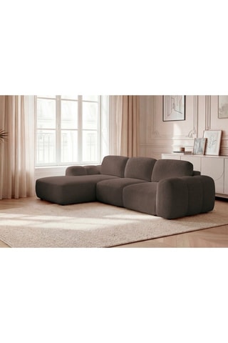 Canapé d’angle gauche convertible Montaigne - Marron - 4 places - En tissu ouclette