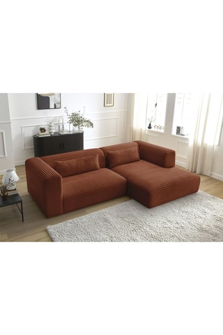 Canapé d’angle droit Harry - Orange - 3 places - En velours côtelé