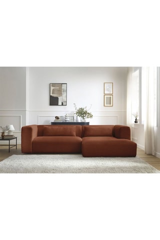 Canapé d’angle droit Harry - Orange - 3 places - En velours côtelé