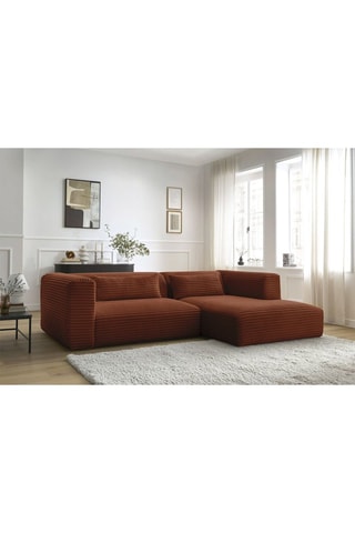 Canapé d’angle droit Harry - Orange - 3 places - En velours côtelé