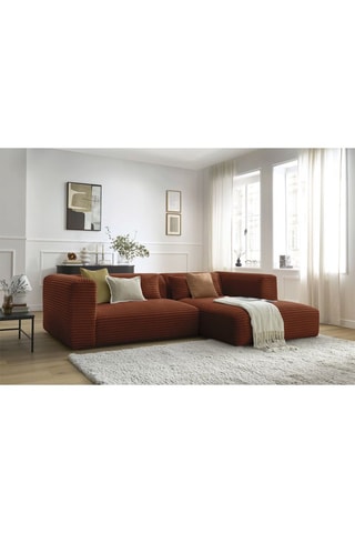Canapé d’angle droit Harry - Orange - 3 places - En velours côtelé
