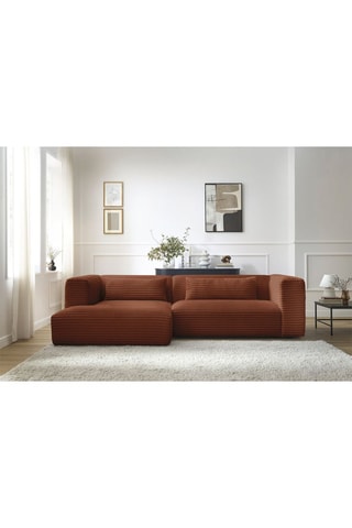 Canapé d’angle gauche Harry - Orange - 3 places - En velours côtelé