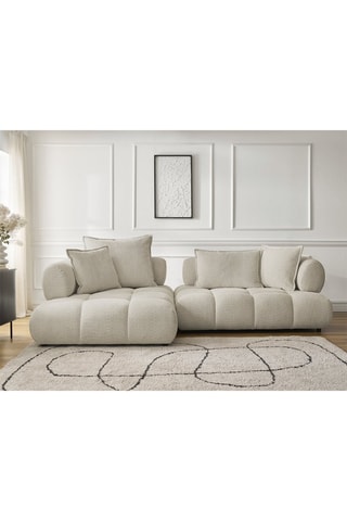Canapé d’angle gauche Alya - Beige - 4 places - En tissu bouclette