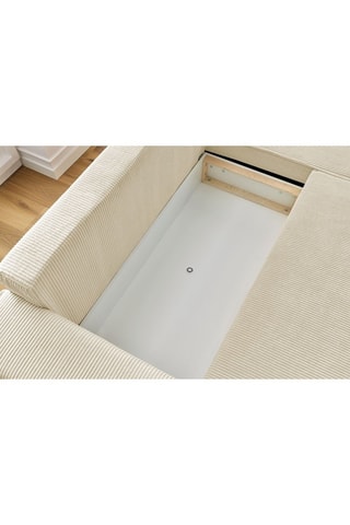 Canapé d'angle réversible et pouf Nihad - Beige - 3 places - Velours côtelé