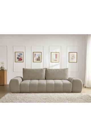 Canapé convertible Everest - Beige - 3 places - En tissu velours texturé