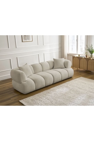 Canapé Pamira - Beige - 3 places - En tissu bouclette