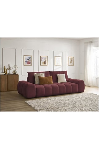 Canapé droit convertible Everest - Rouge - 3 places - En tissu chiné - Couchage 153 x 197 cm