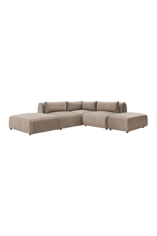 Canapé d'angle réversible Jeanne - Taupe - 5 places - En tissu velours