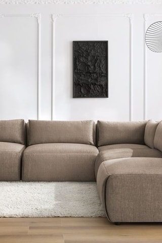 Canapé d'angle modulable Jeanne - Taupe - 5 places - En tissu velours