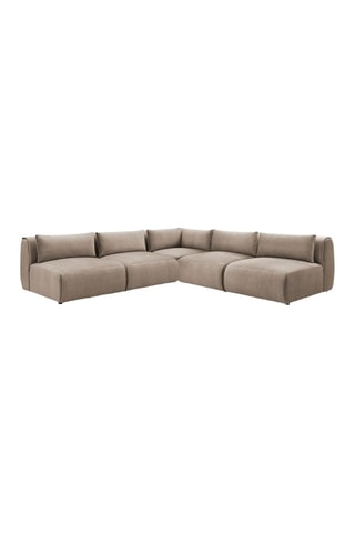 Canapé d'angle modulable Jeanne - Taupe - 5 places - En tissu velours