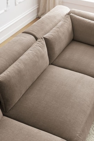 Canapé d'angle modulable Jeanne - Taupe - 5 places - En tissu velours