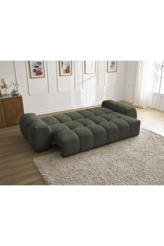 Canapé droit convertible Everest - Vert foncé - 3 places - En tissu chiné - Couchage 153 x 197 cm