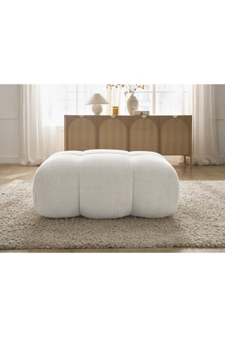 Pouf Ivane - Blanc - En tissu texturé