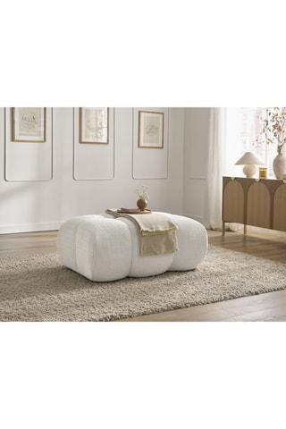 Pouf Ivane - Blanc - En tissu texturé