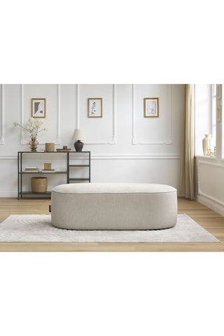 Pouf Rousseau - Beige - En tissu chiné