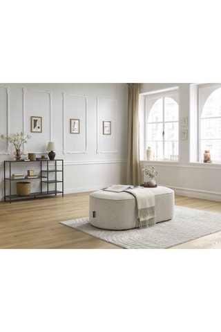 Pouf Rousseau - Beige - En tissu chiné