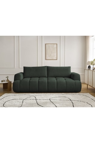 Canapé convertible Fuji - Vert foncé - 3 places - En tissu lisse