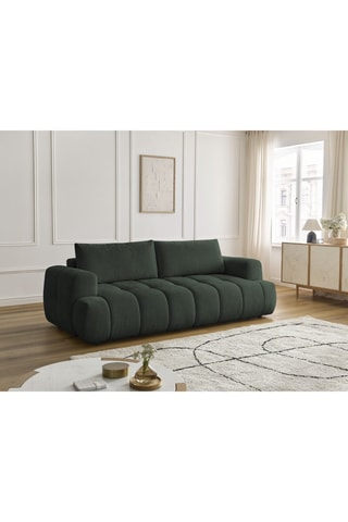Canapé convertible Fuji - Vert foncé - 3 places - En tissu lisse