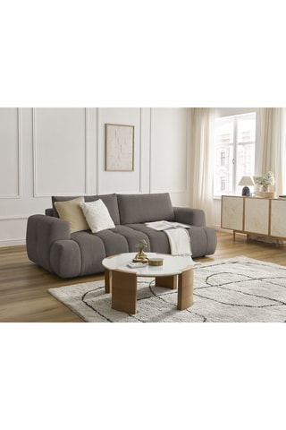 Canapé convertible Fuji - Taupe - 3 places - En tissu lisse