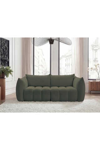 Canapé Azra - Vert kaki - 3 places - En tissu bouclette
