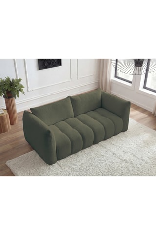 Canapé Azra - Vert kaki - 3 places - En tissu bouclette