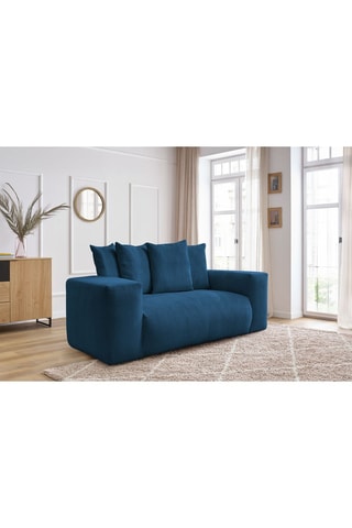 Canapé Voltaire - Bleu foncé - 2 places - En tissu velours côtelé