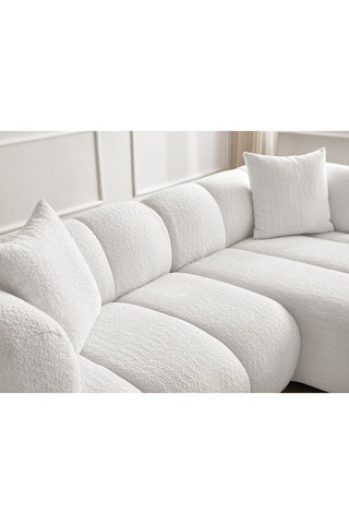 Canapé d'angle droit Pamira - Blanc - 4 places - En tissu bouclette