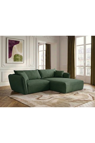Canapé d'angle droit Luigi - Vert foncé - 3 places - En tissu texturé