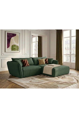 Canapé d'angle droit Luigi - Vert foncé - 3 places - En tissu texturé