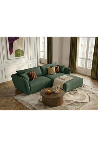 Canapé d'angle droit Luigi - Vert foncé - 3 places - En tissu texturé
