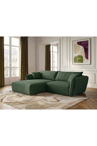 Canapé d'angle gauche Luigi - Vert foncé - 3 places - En tissu texturé