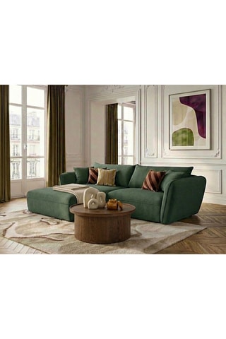 Canapé d'angle gauche Luigi - Vert foncé - 3 places - En tissu texturé