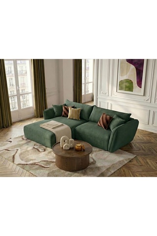 Canapé d'angle gauche Luigi - Vert foncé - 3 places - En tissu texturé