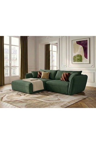 Canapé d'angle gauche Luigi - Vert foncé - 3 places - En tissu texturé