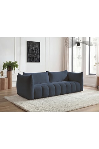 Canapé Azra - Bleu foncé - 4 places - En tissu bouclette