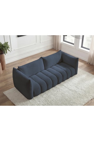 Canapé Azra - Bleu foncé - 4 places - En tissu bouclette