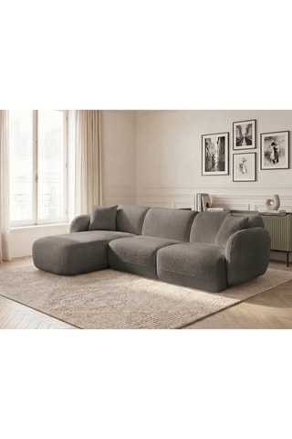 Canapé d'angle gauche Anda - Taupe - 3 places - En tissu chenille